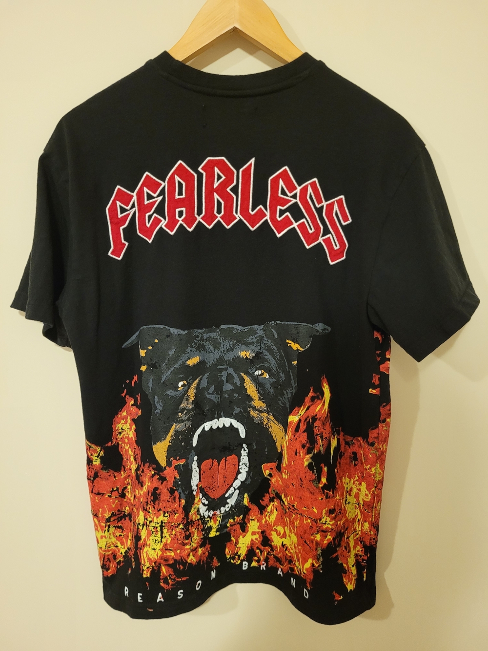 Brand New Men's Black Reason Brand Fearless Rottweiler T-Shirt Size Large